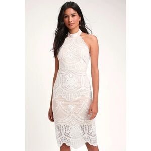 Lulu's White Lace Midi Dress